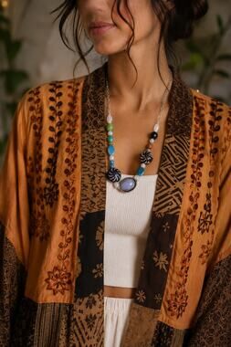 Free People Boho Beaded Statement Necklace NWT Adjustable